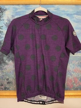 Nalini 1970s MOA Sport Italian Wool Cycling polka dot Jersey - MEDIUM